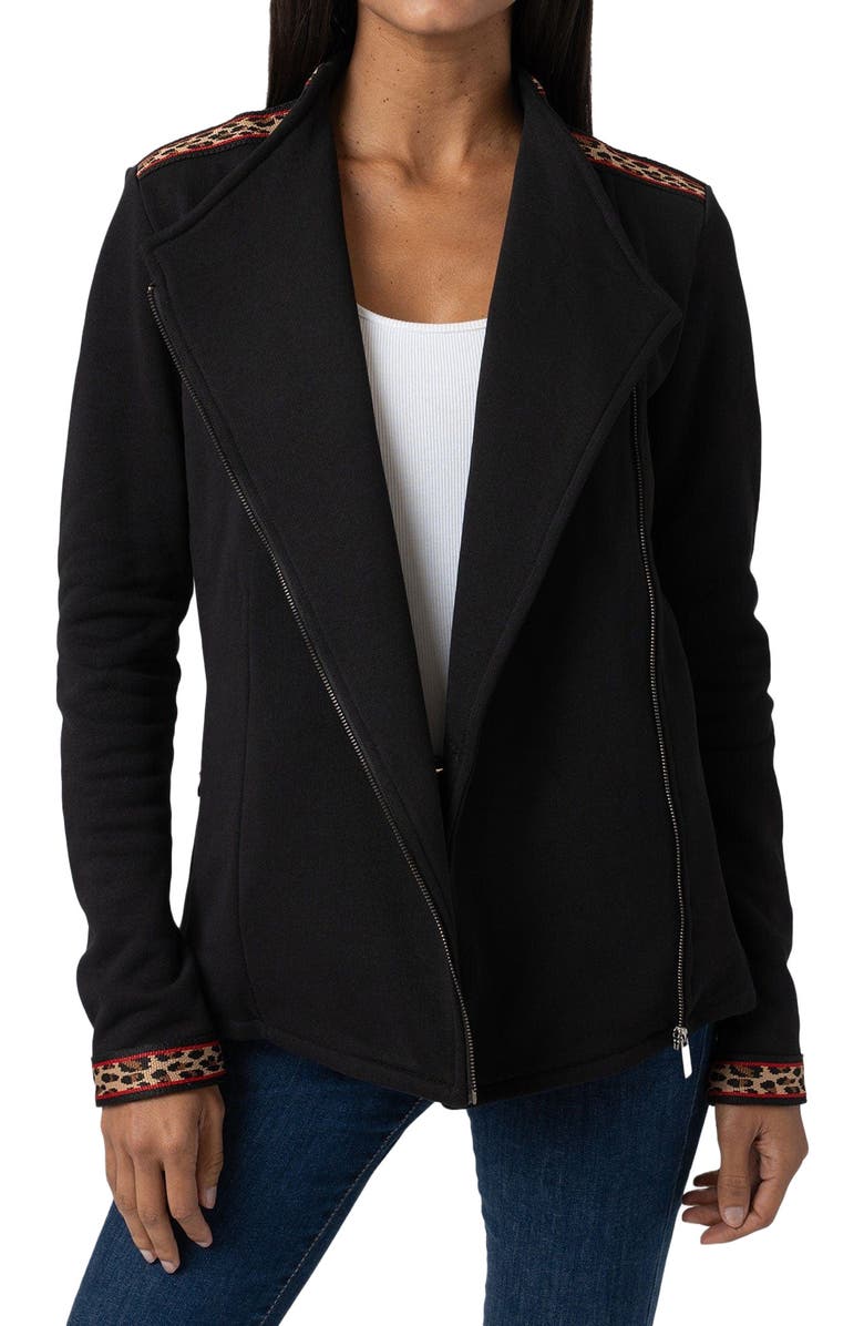 Saint + Sofia Cotton Biker Jacket, Alternate, color, Leopard