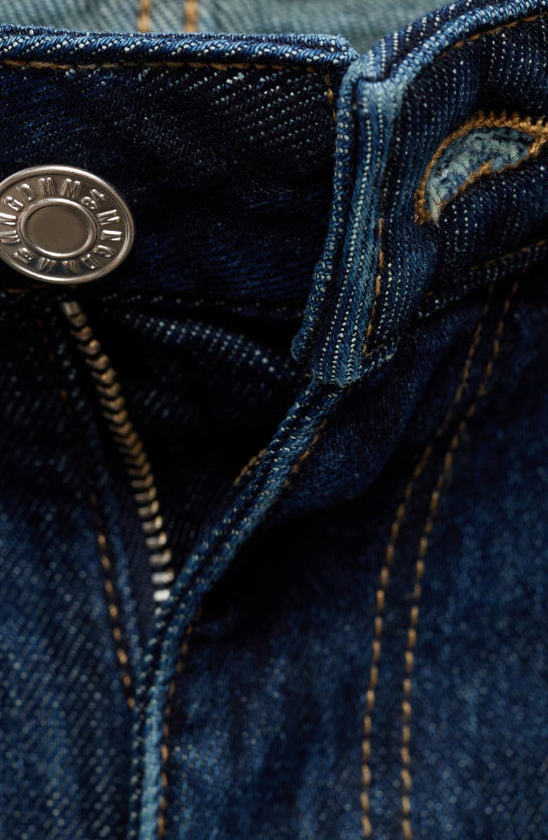 MANGO High Waist Raw Hem Balloon Leg Jeans, Alternate, color, Dark Blue