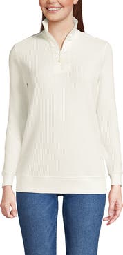 Lands' End Long Sleeve Waffle Quarter Zip Pullover