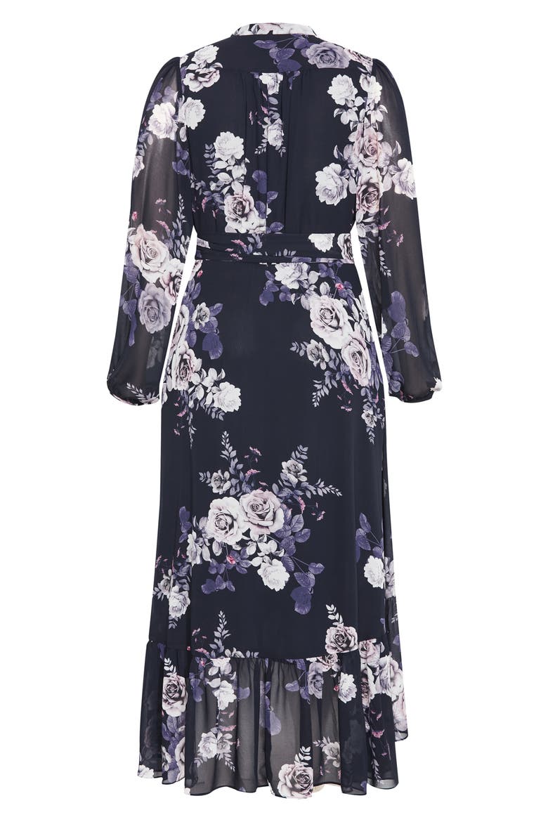 Jane Floral Print Long Sleeve Faux Wrap Maxi Dress, Alternate, color, NAVY ROSEBUD
