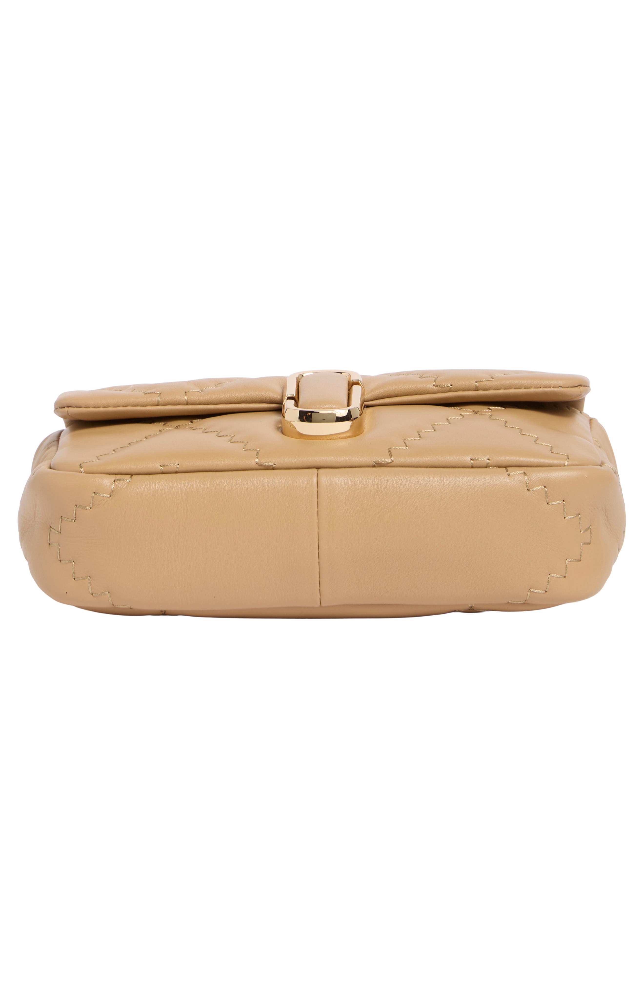 The Mini Quilted Leather Shoulder Bag, Alternate, color, CAMEL