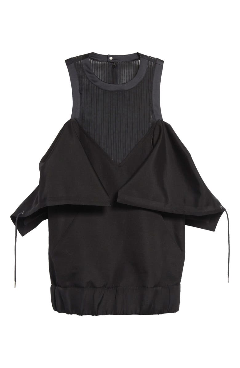 Sacai Silk & Cotton Double Face Layered Dress, Alternate, color, 