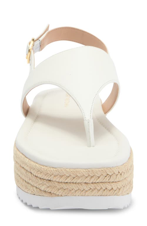 Stuart Weitzman Mel Leather Espadrille Flatform Sandal In White.