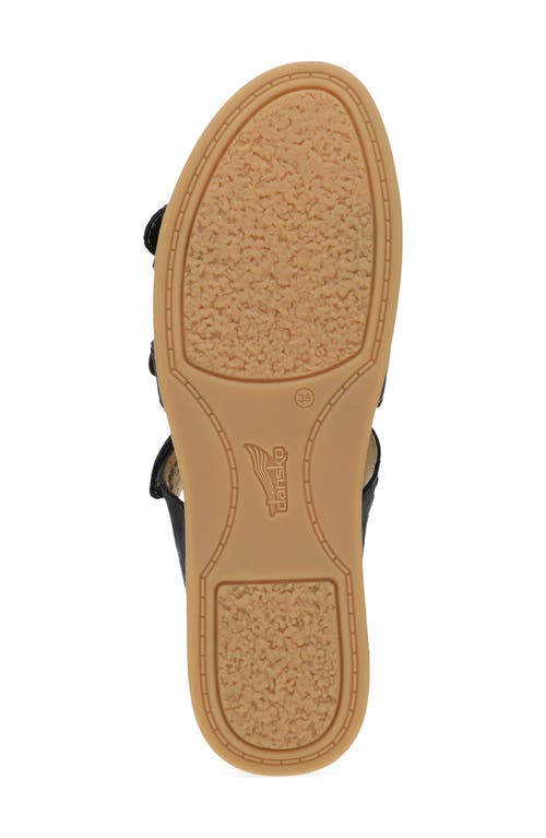 Dansko Campbell Platform Wedge Slide Sandal In Black Burnished Nappa