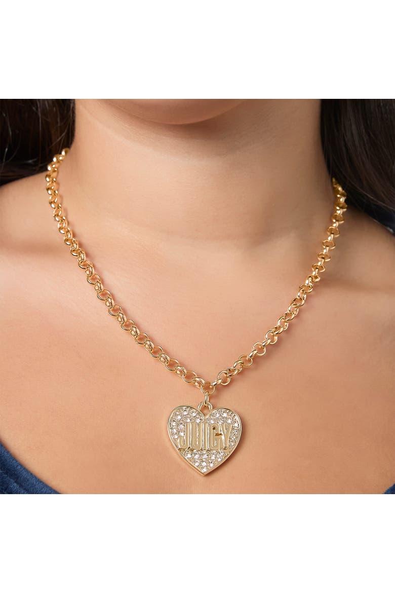 Heart Script Logo Necklace, Alternate, color, Gold Tone