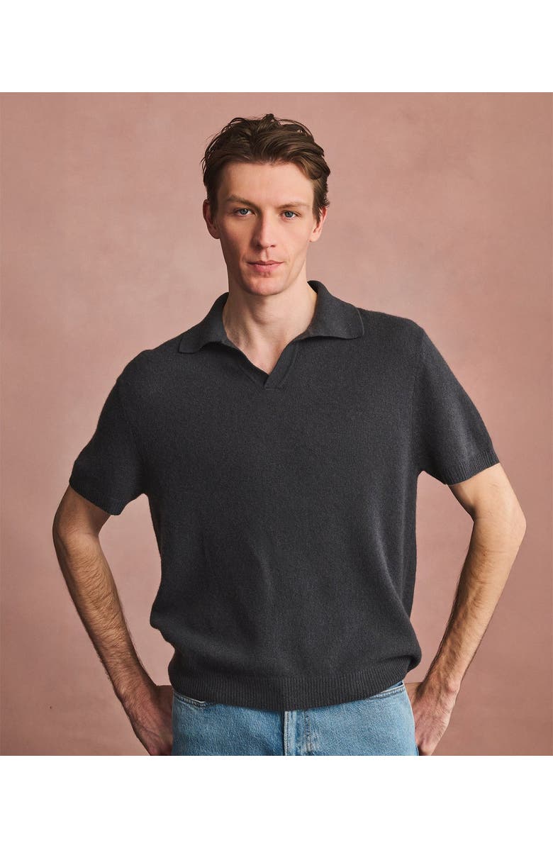 NAADAM Lightweight Cashmere Short Sleeve Polo, Main, color, Deep Taupe