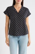 Lucky Brand Clip Dot Cotton Blend Camp Shirt