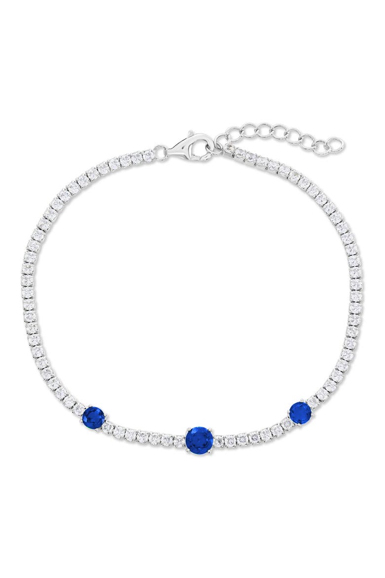 Round Cubic Zirconia Tennis Bracelet, Main, color, BLUE