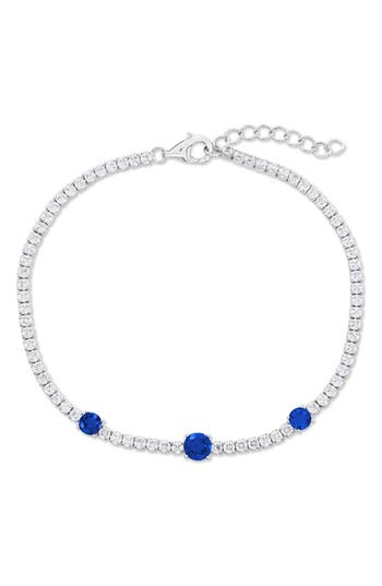 Simona Round Cubic Zirconia Tennis Bracelet In Blue