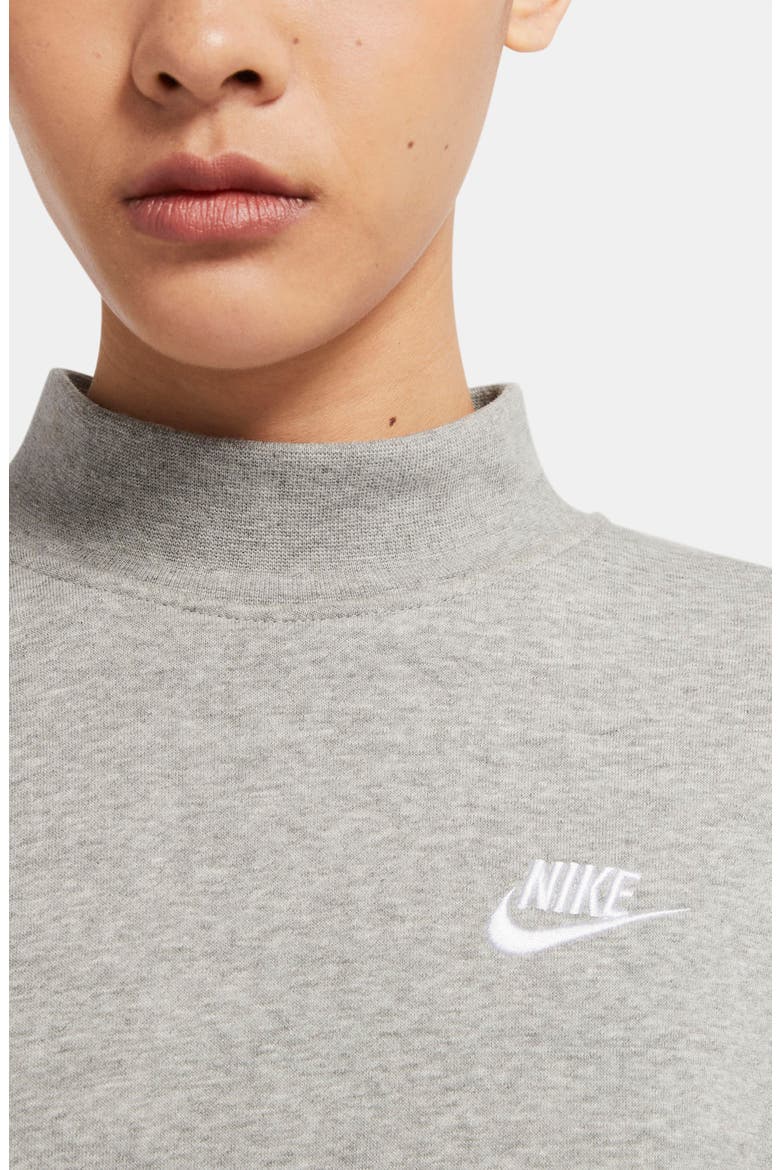 Sportswear Essential Fleece Mock Neck Sweatshirt, Alternate, color, DARK GREY HEATHER/ WHITE