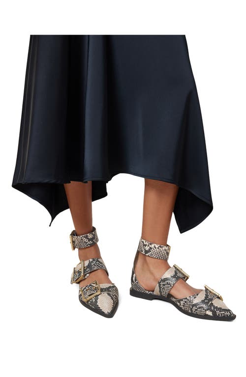 ALLSAINTS ALLSAINTS SUTTON SNAKESKIN EMBOSSED POINTED TOE FLAT