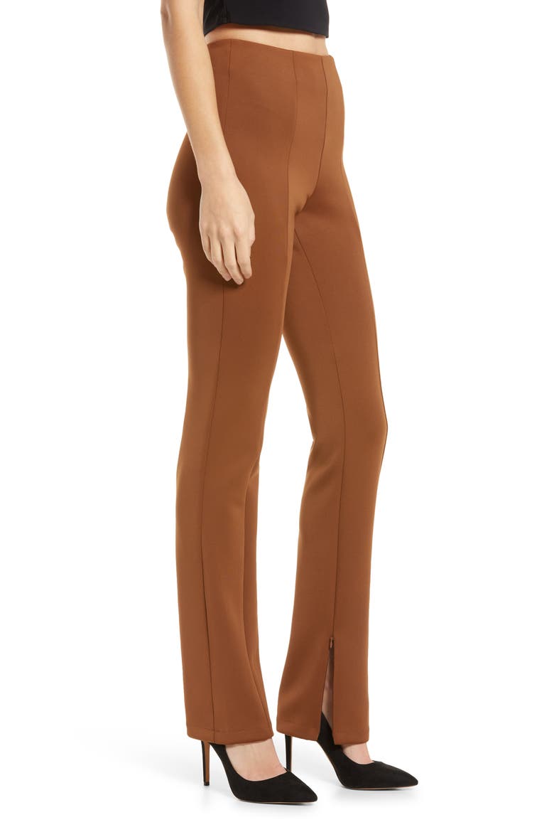 Zip Hem Scuba Knit Pants, Alternate, color, BURNT CARAMEL002