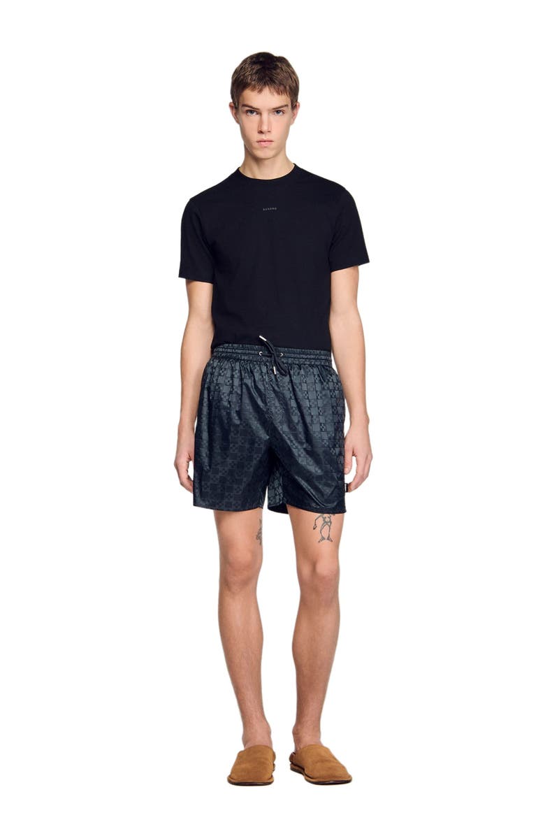 SANDRO Square Cross swim shorts, Main, color, Dark Grey