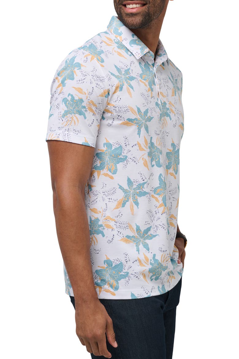 Paradise Peak Floral Cotton Blend Polo, Alternate, color, WHITE