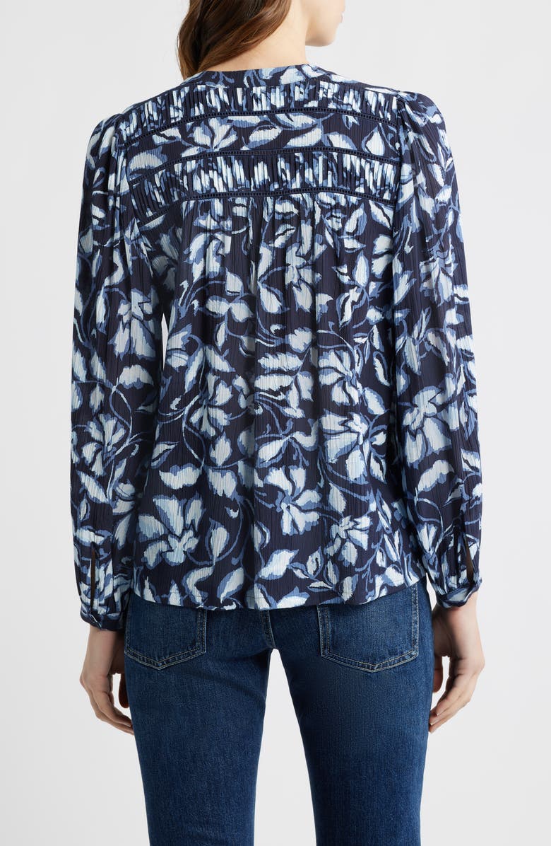 Rails Asta Floral Split Neck Top, Alternate, color, Navy Jasmine
