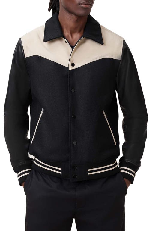 Allsaints Endleton Contrast Bomber Jacket In Black/ecru White