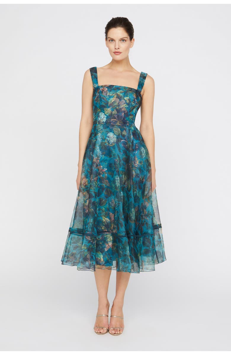 Theia Carmen Short Sleeve Midi Dress, Main, color, Stargazer