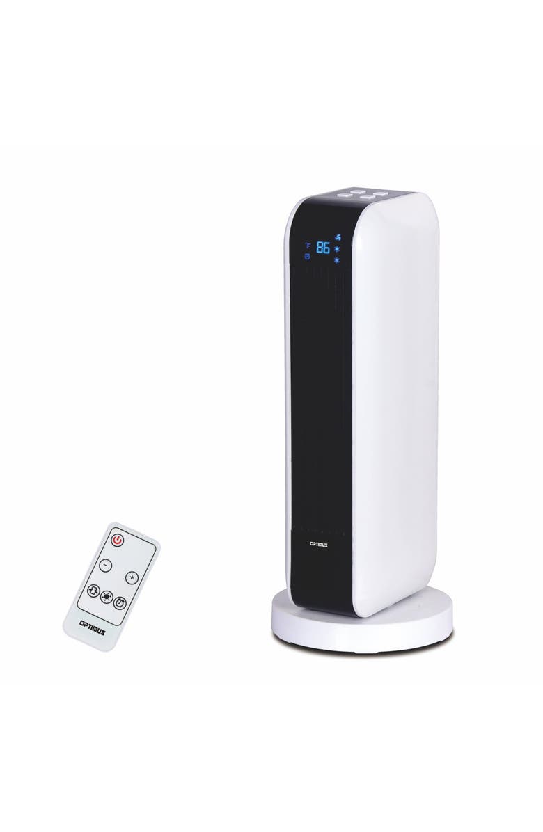 Optimus 17 in. Oscillating Tower Heater w/ Remote, Digital Temperature Readout & Setting, Main, color, White