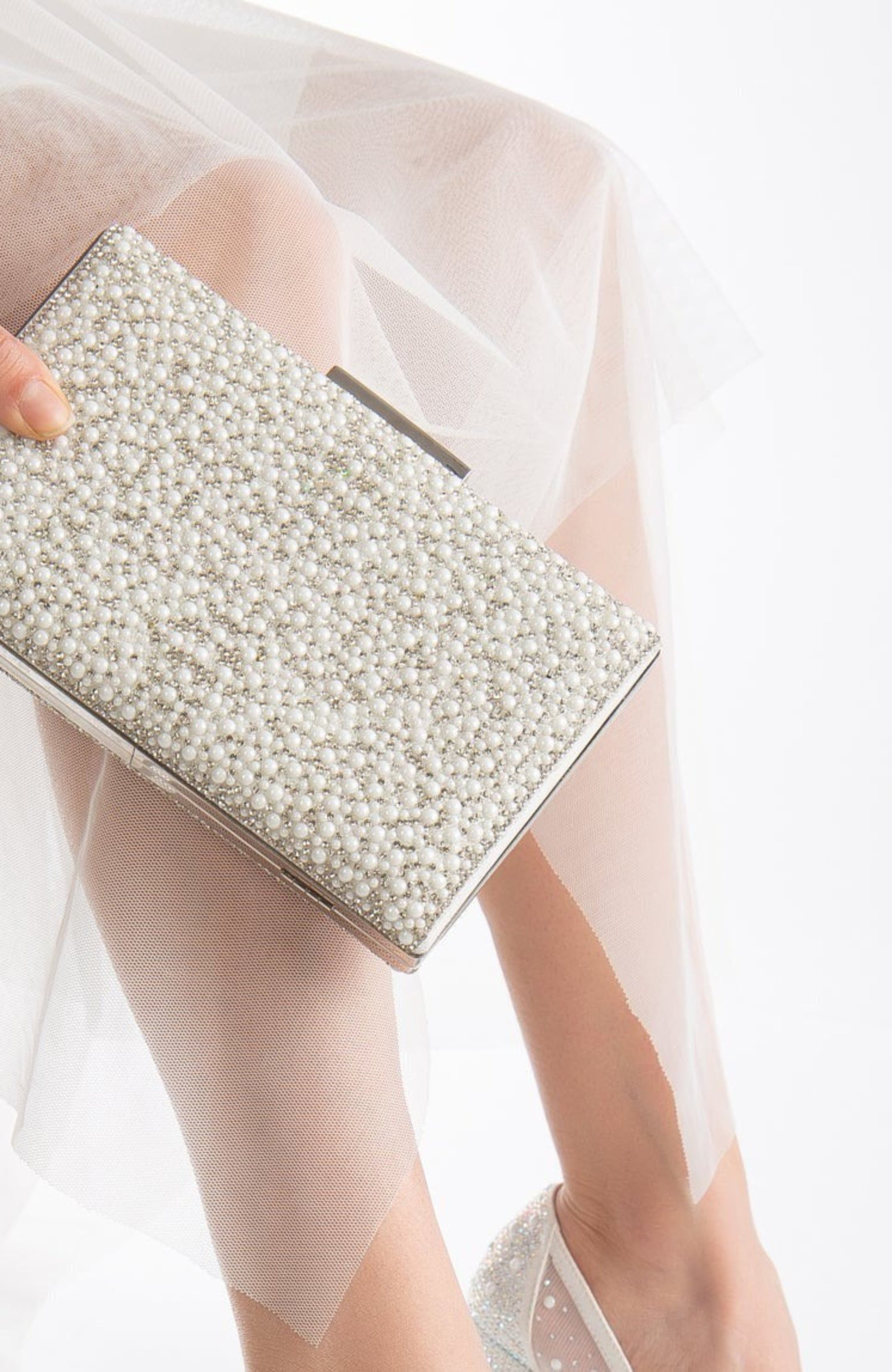 Forever & Always Shoes Klara Pearl Bridal Clutch, Alternate, color, 