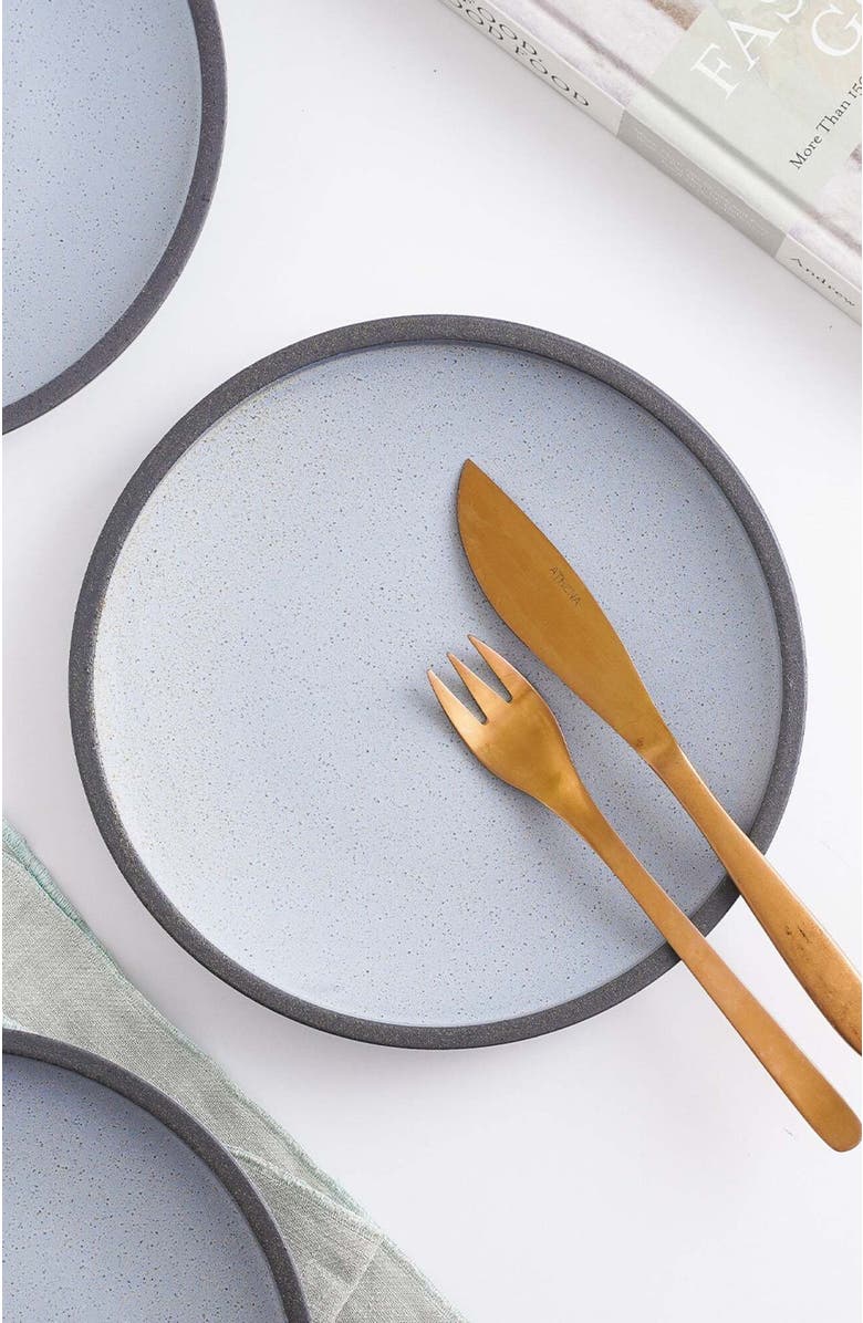 Stone Lain Tina Stoneware 4-Piece Salad Plate, Alternate, color, Blue And Gray