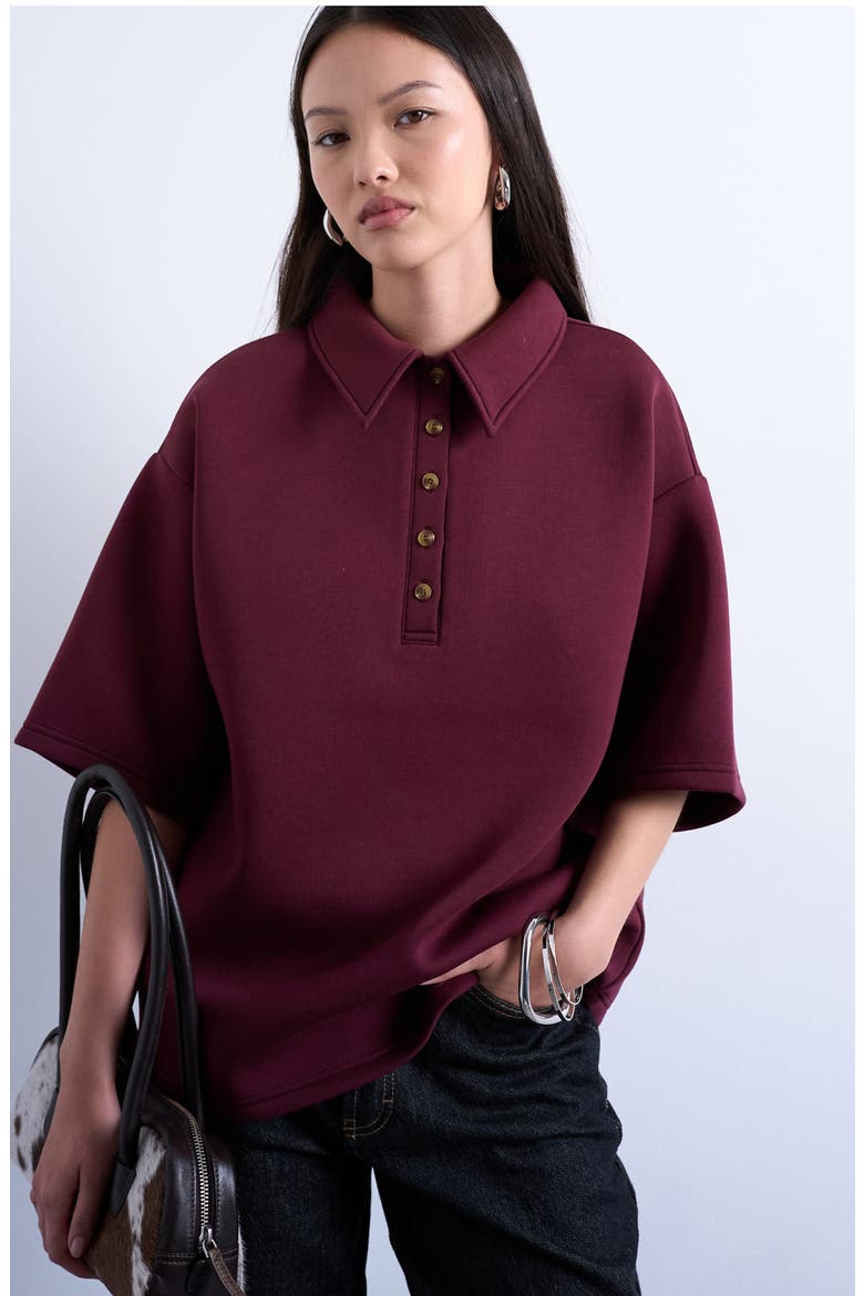 Oversize Polo, Main, color, BURGUNDY