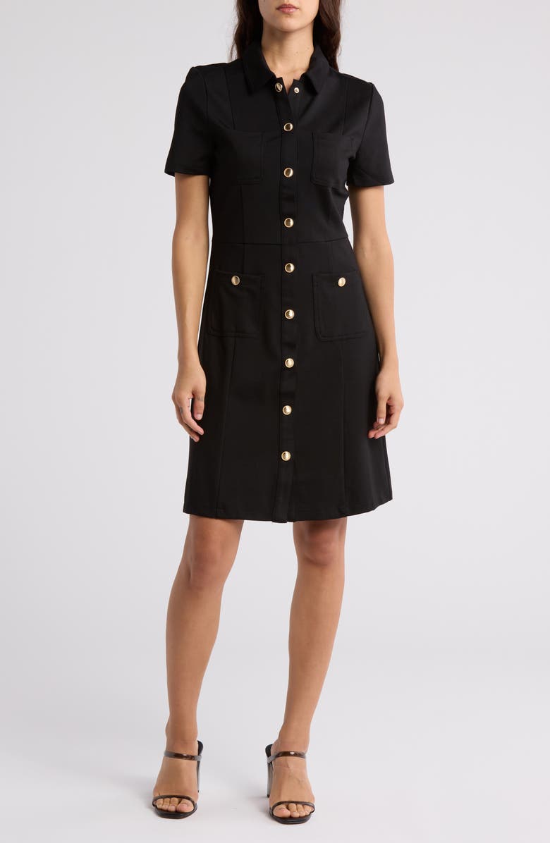 Ellen Tracy Short Sleeve Shirtdress, Main, color,