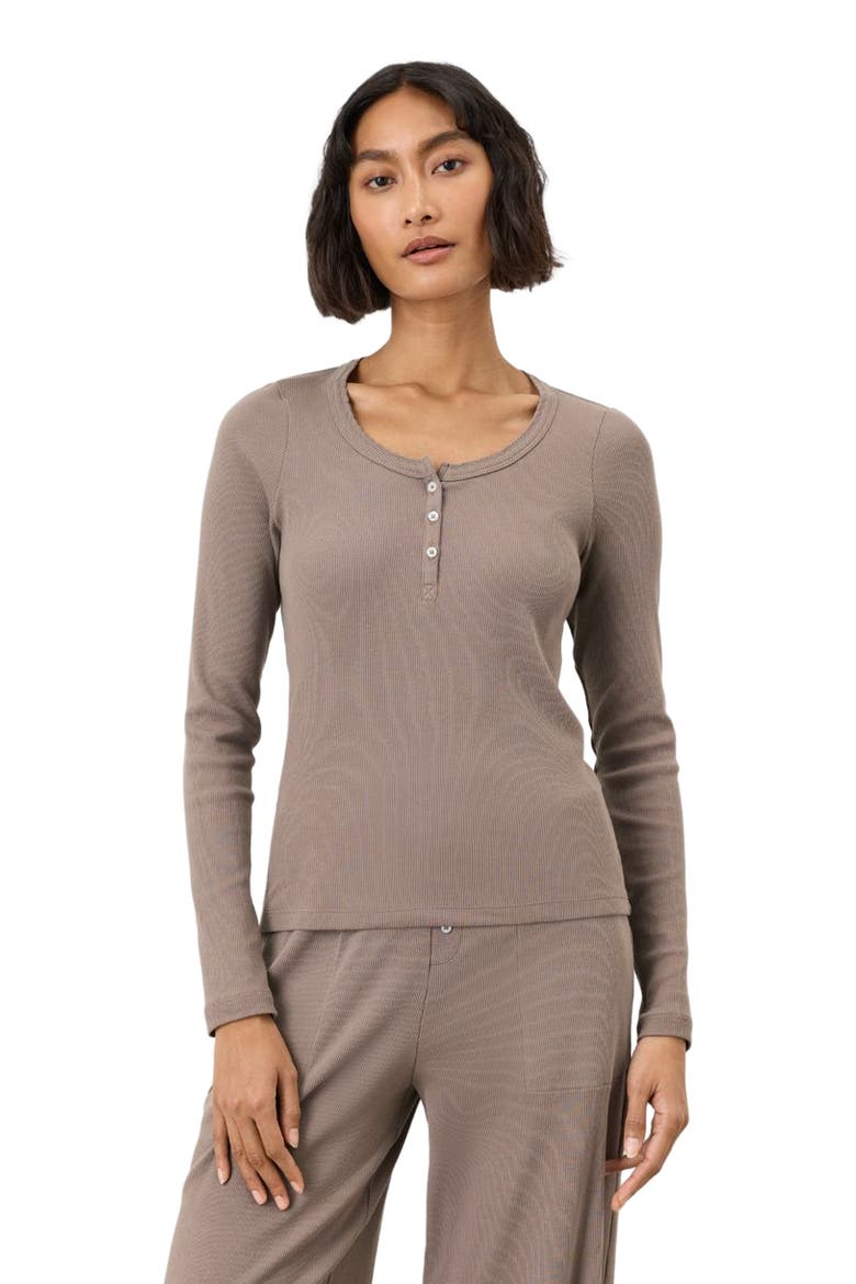 Dream Rib Slim Henley Made With Organic Cotton, Alternate, color, Cinder