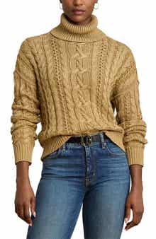 Lauren Ralph Lauren Metallic Turtlenrck Cable Knit Sweater