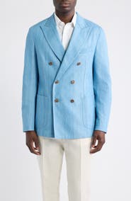 BOSS Hanry Double Breasted Cotton Denim Sport Coat