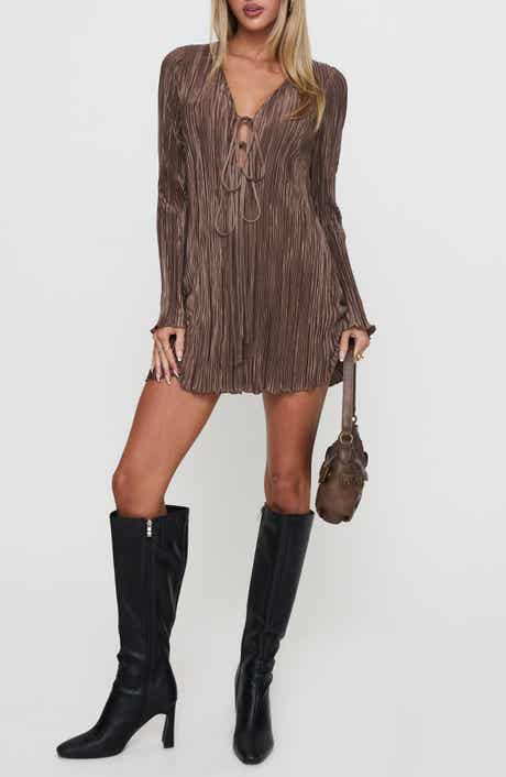 Princess Polly Malop Long Sleeve Plissé Minidress