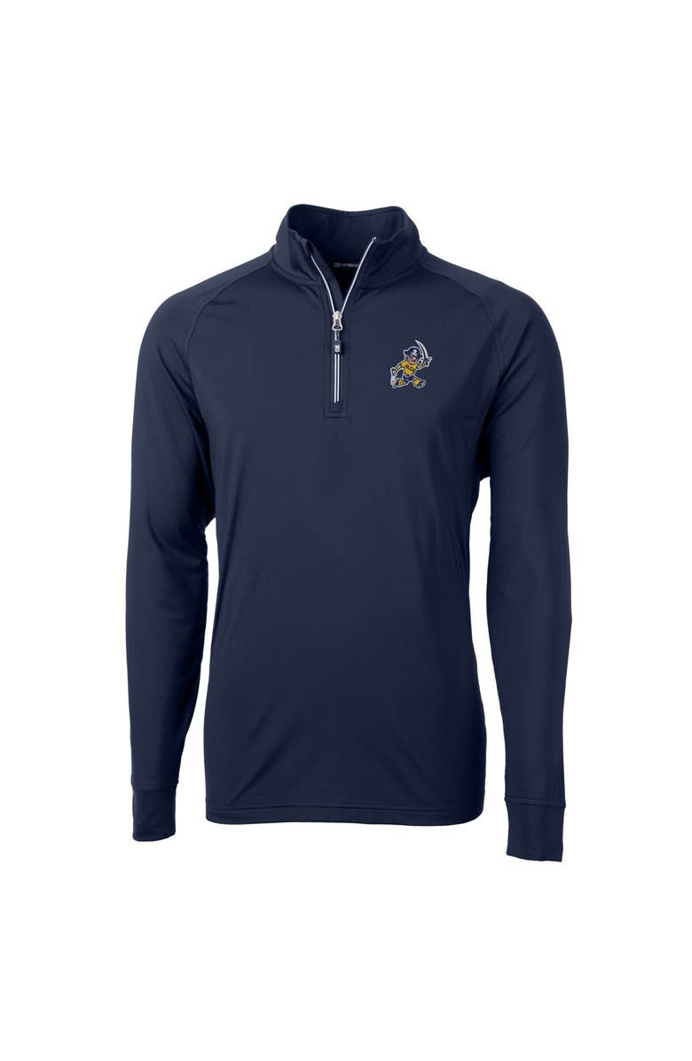 Cutter & Buck Men's Cutter & Buck Navy ETSU Buccaneers Big & Tall Adapt Eco Knit Stretch Recycled Quarter-Zip DryTec Top, Alternate, color, 