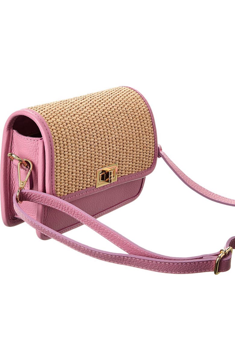 Persaman New York Woven Raffia Crossbody Strap, Alternate, color, Pink