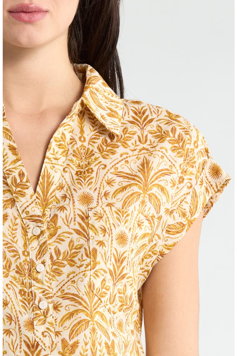Calina Tropical Cory Button-Up Top, Alternate, color, CREAM-BROWN