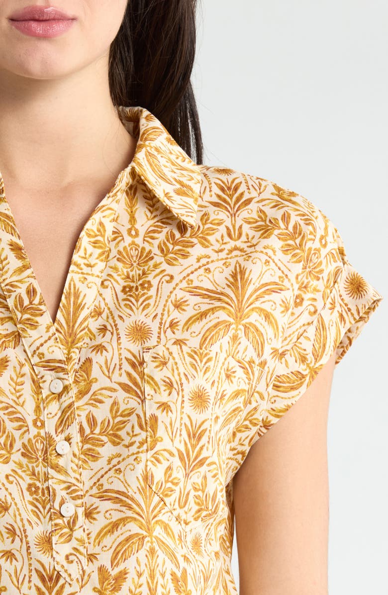 SUGARLIPS Calina Tropical Cory Button-Up Top, Alternate, color, Cream-Brown