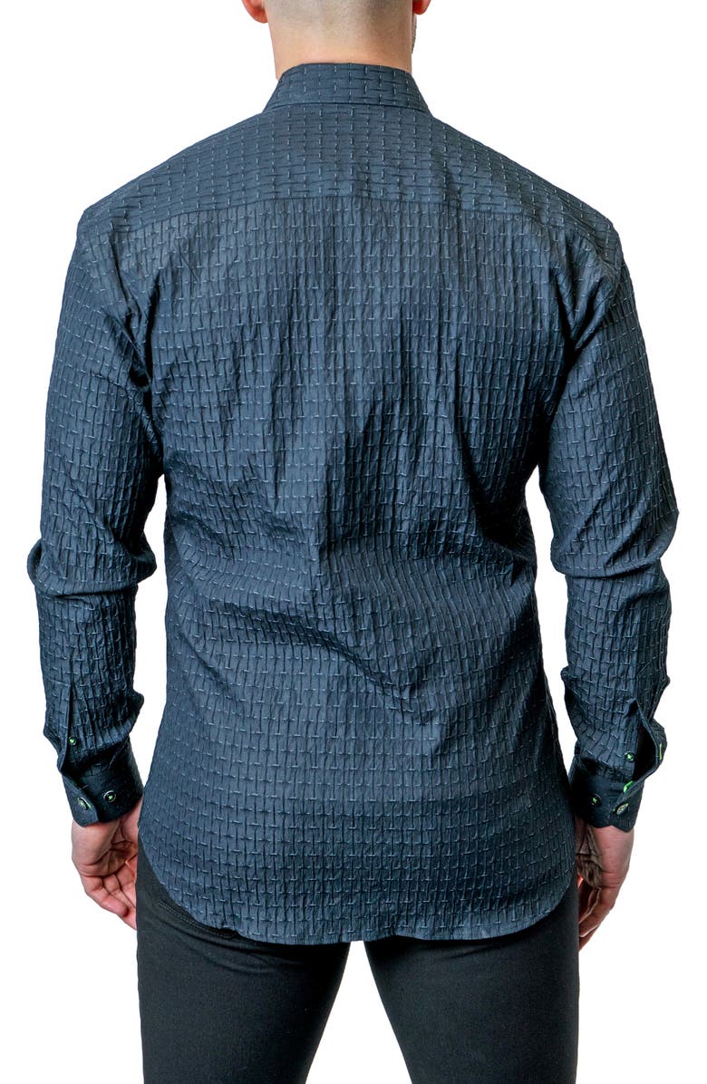 Maceoo Fibonacci Textured Lines Black Button-Up Shirt, Alternate, color, 