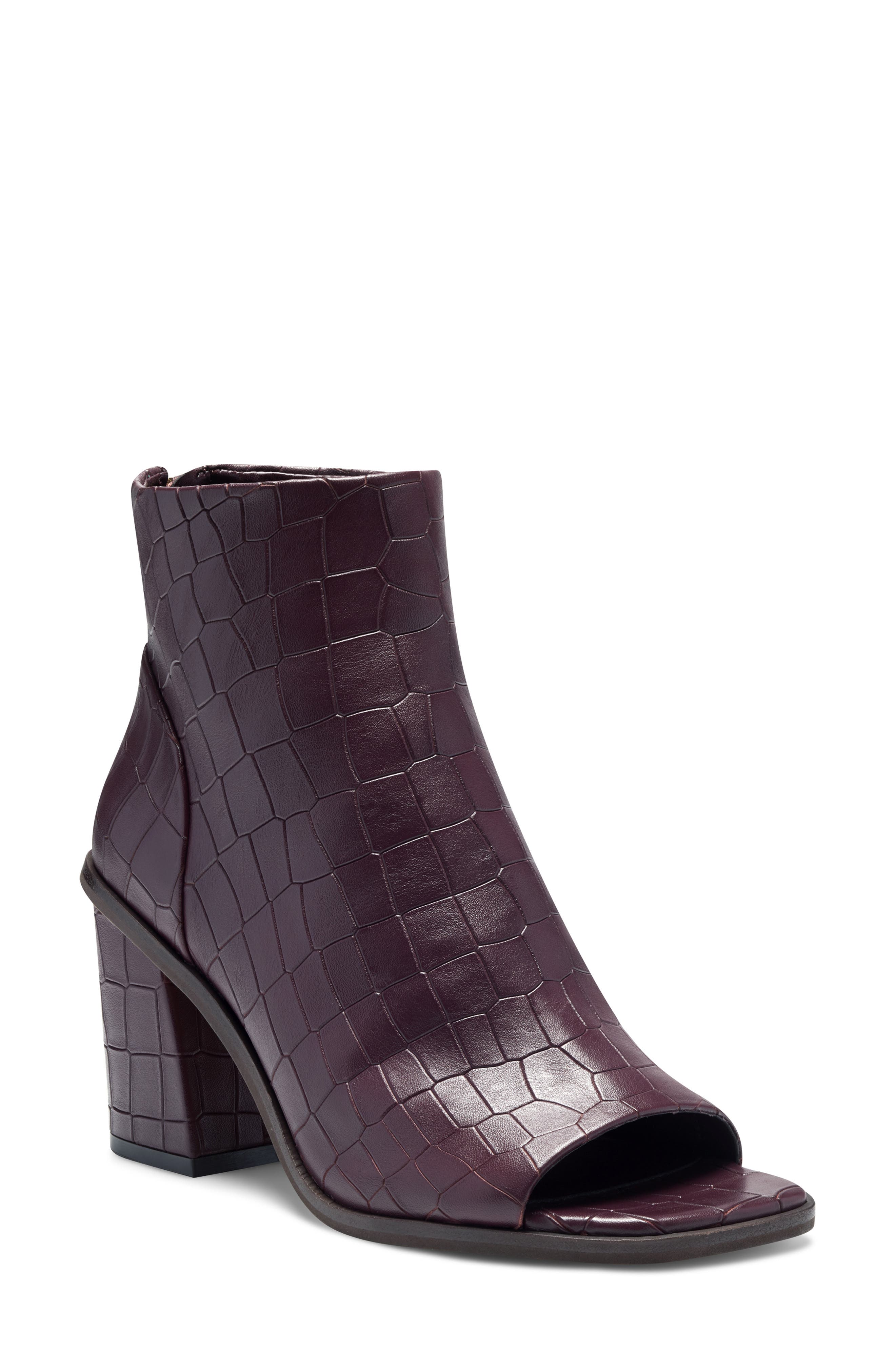 Bebinder Open Toe Bootie, Main, color, ELDERBERRY