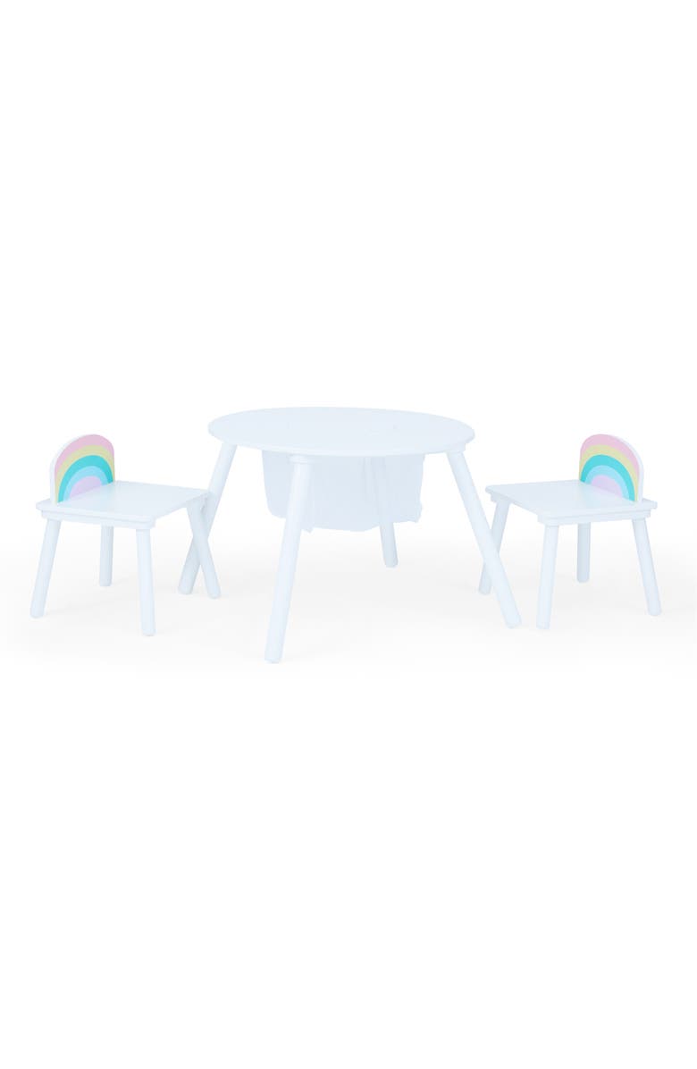 Teamson Kids Fantasy Fields Rainbow Table & Chairs Set, Main, color, White