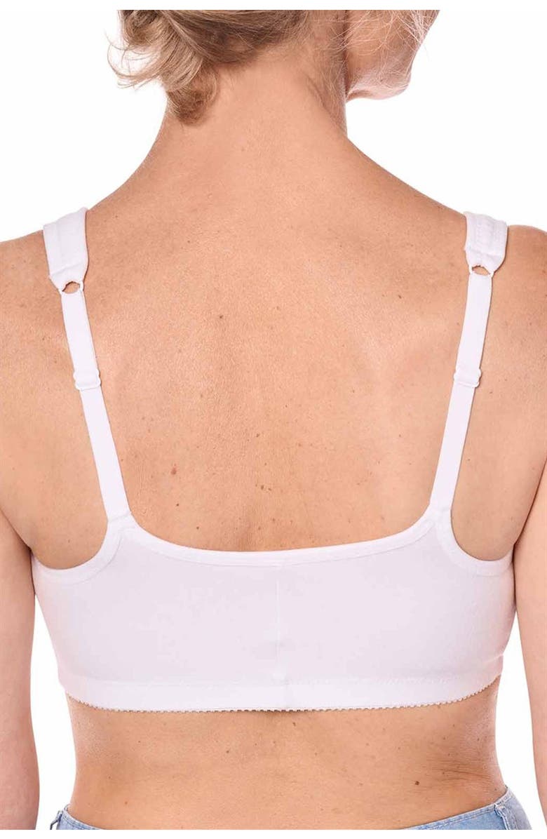Amoena Fleur Wire-Free Front Closure Bra, Alternate, color, White