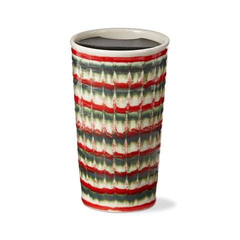 Festive Red Green Travel Mug Christmas Ceramic Drinkware