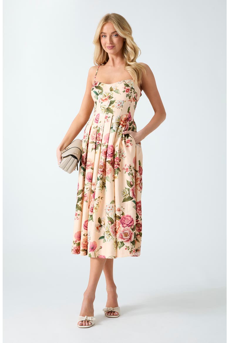 Bria Sleeveless Linen Blend Midi Dress, Alternate, color, COSMIC PEONY PRINT