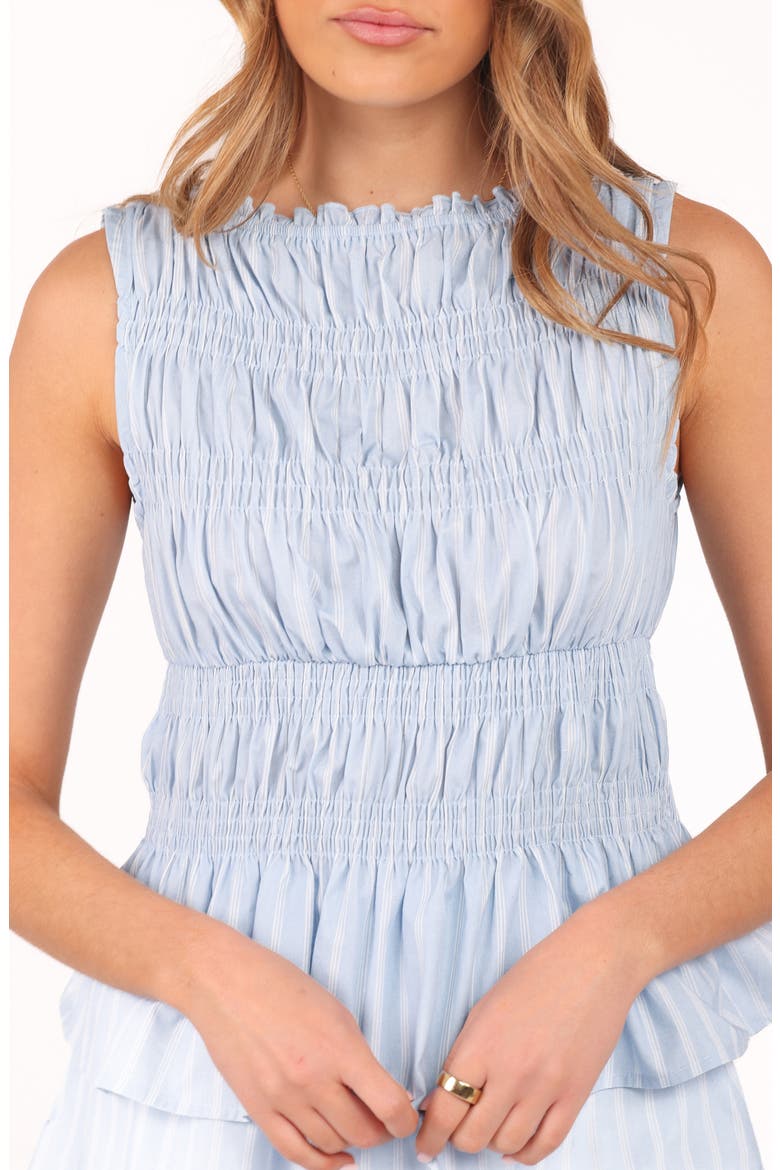 Daisy Sleeveless Shirred Top & Skirt Set, Alternate, color, BLUE WHITE STRIPE