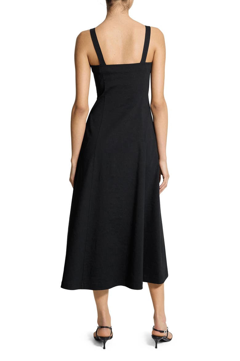 Square Neck Midi Dress, Alternate, color, BLACK