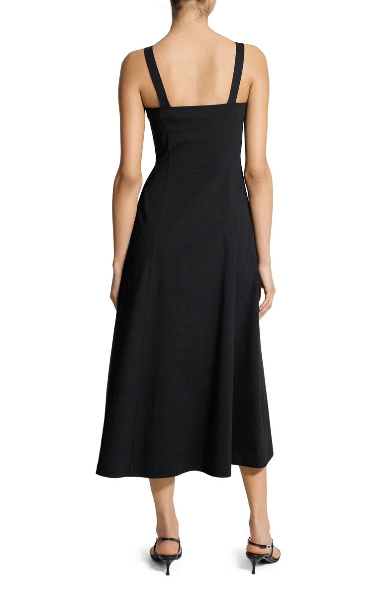 Theory Square Neck Midi Dress, Alternate, color, Black
