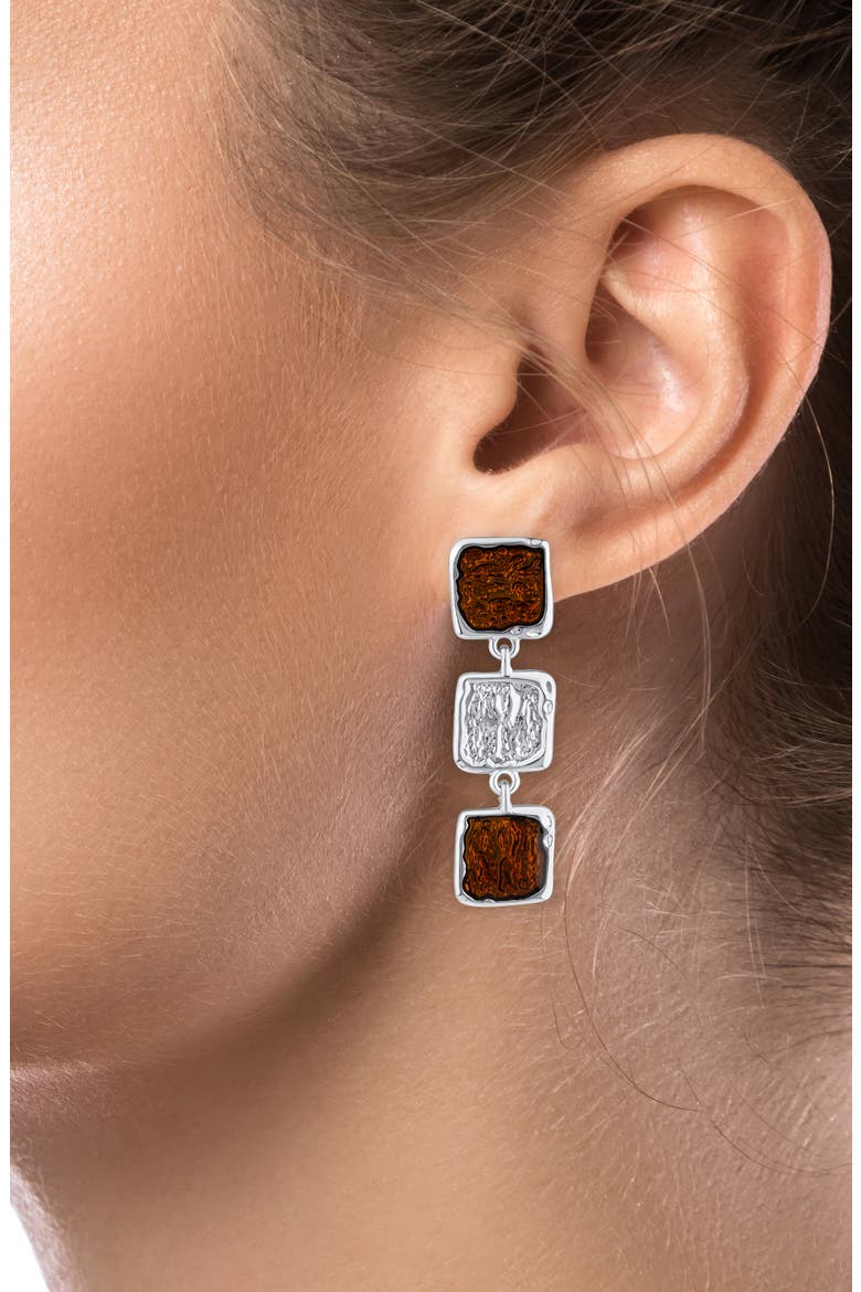 Enamel Sculpted Triple Drop Earrings (Nordstrom Exclusive), Alternate, color, BROWN/ SILVER