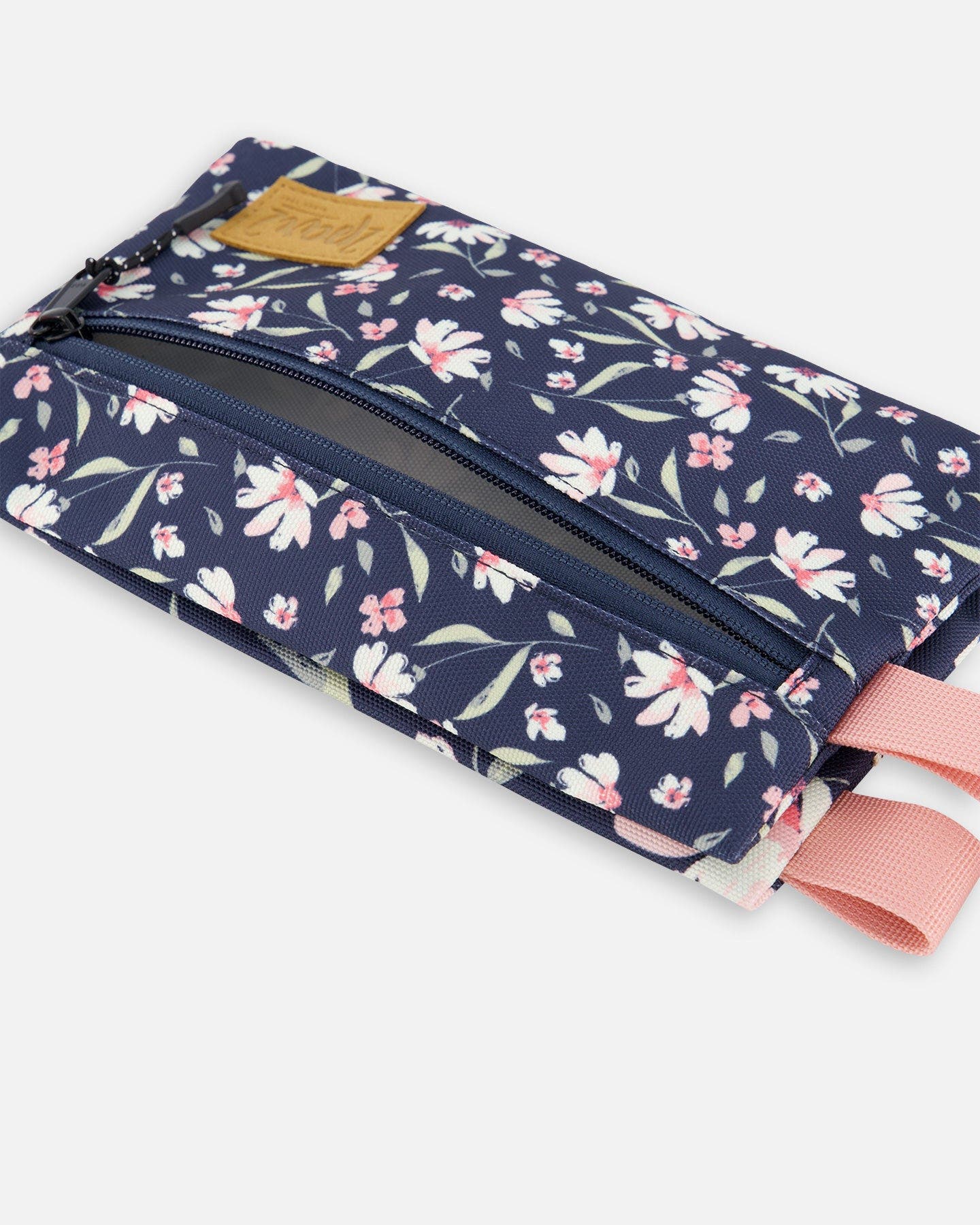 Deux par Deux Double Pencil Case Flower, Alternate, color, Navy