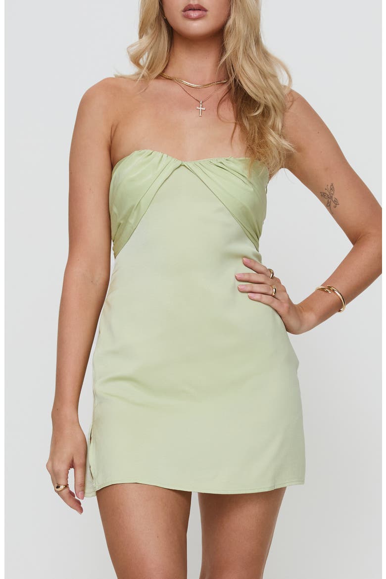 Irena Strapless Minidress, Alternate, color, GREEN