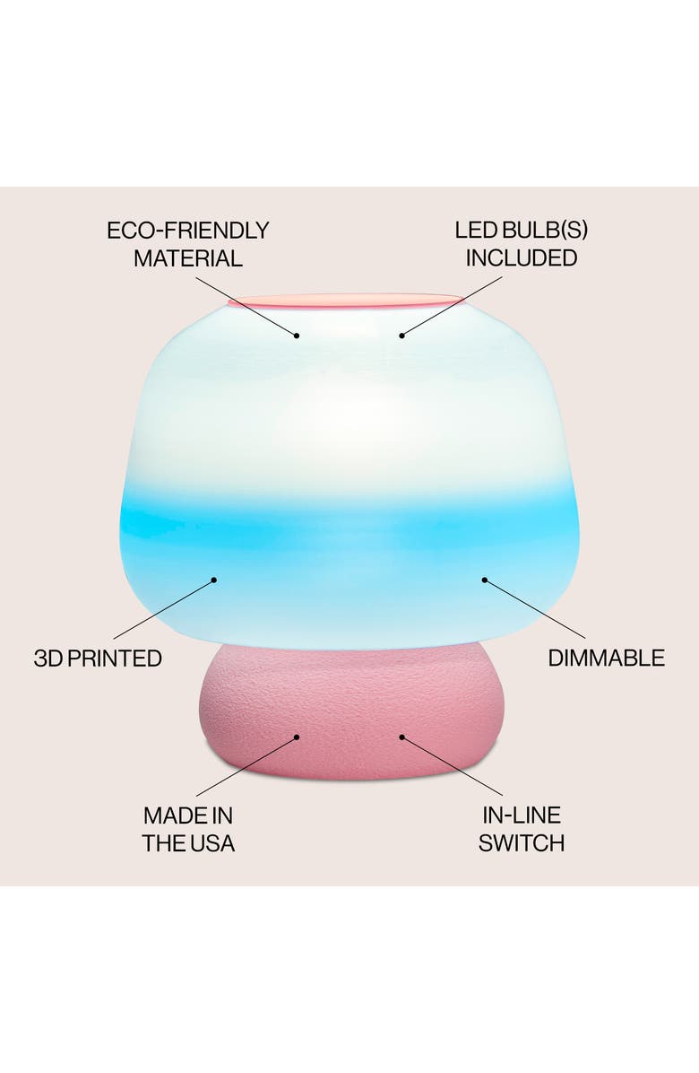 JONATHAN Y Portobello 10" Modern Classic Plant-Based Filament Dimmable LED 3D Printed Mushroom Table Lamp, Alternate, color, Blue/White/Light Pink