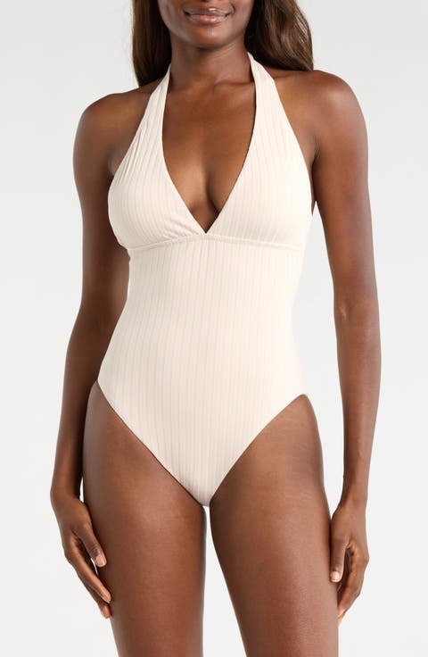 Halter Rib One-Piece Swimsuit