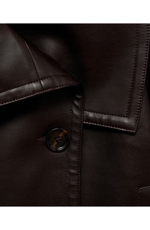 Mango Auro Double Breasted Faux Leather Jacket In Black