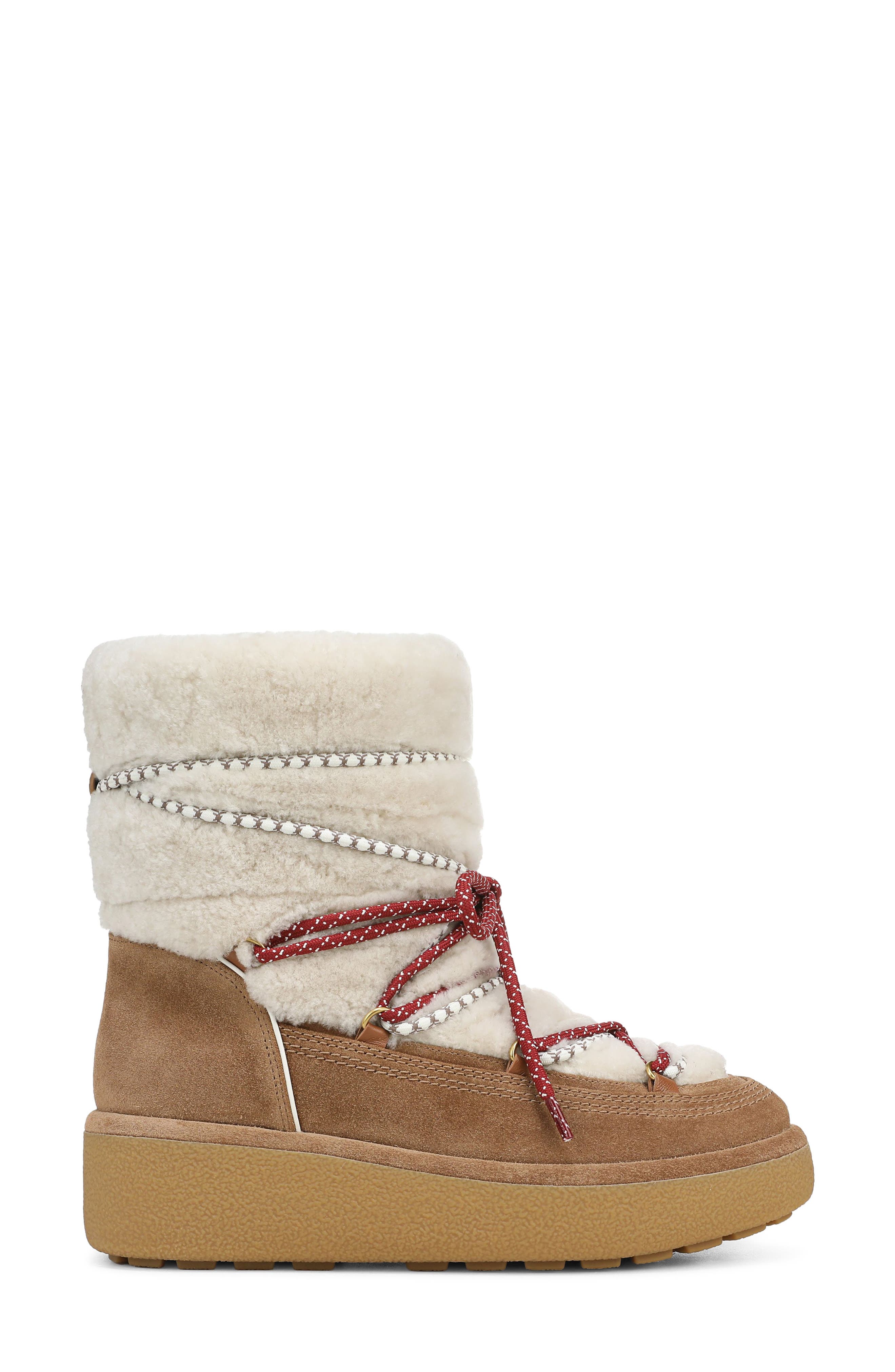 Kirsta Genuine Shearling Platform Boot, Alternate, color, WHITE/ CHESTNUT SUEDE